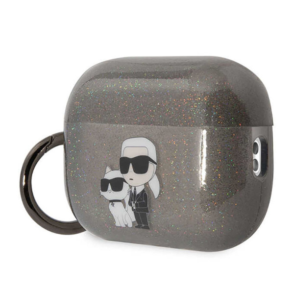 Etui Do AirPods Pro 2 Karl Lagerfeld Glitter NFT Karl & Choupette Czarny