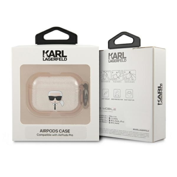 Etui Do AirPods Pro Karl Lagerfeld Karl Head Glitter Złoty