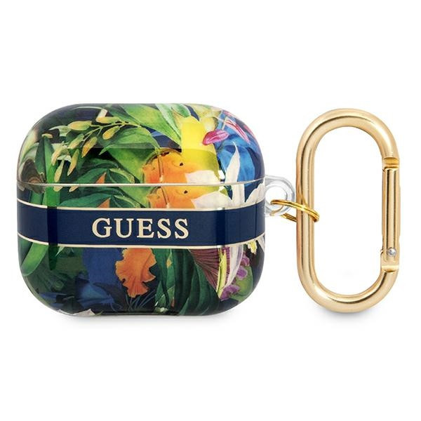 Etui Do AirPods 3 Guess Flower Strap Niebieski