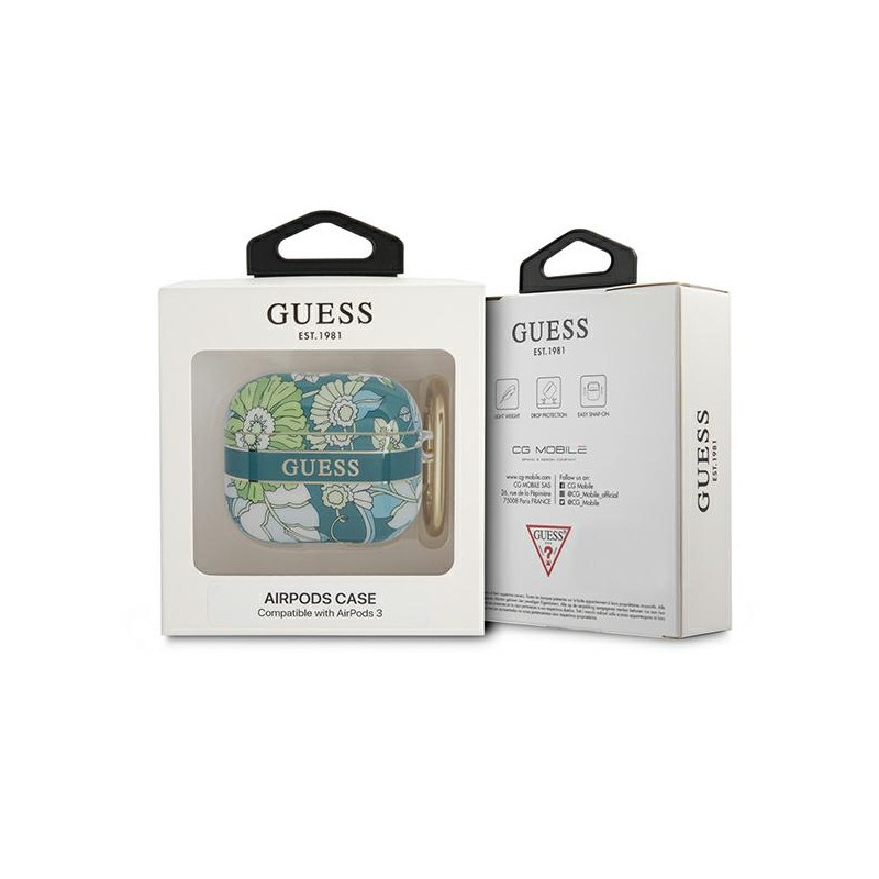 Etui Do AirPods 3 Guess Flower Strap Zielony