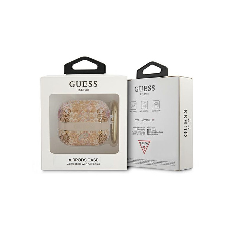 Etui Do AirPods 3 Guess Paisley Strap Złoty