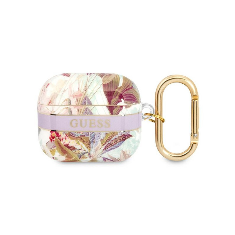 Etui Do AirPods 3 Guess Flower Strap Fioletowy