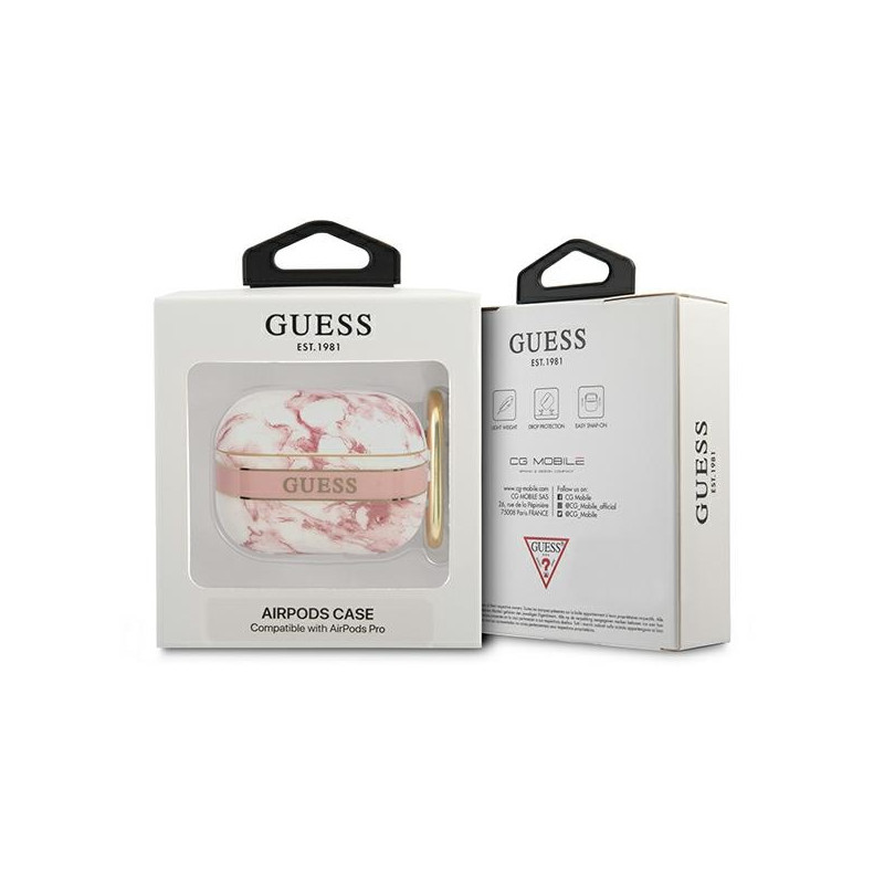 Etui Do AirPods Pro Guess Marble Strap Różowy