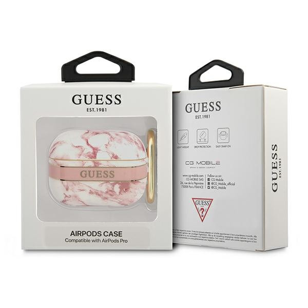Etui Do AirPods Pro Guess Marble Strap Różowy