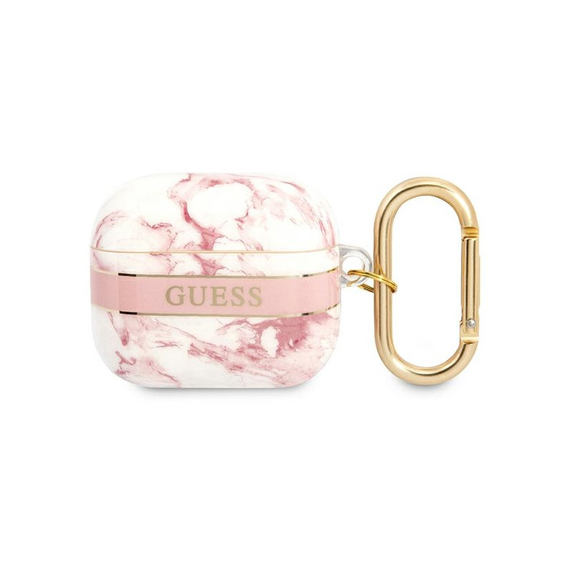Etui Do AirPods 3 Guess Marble Strap Różowy