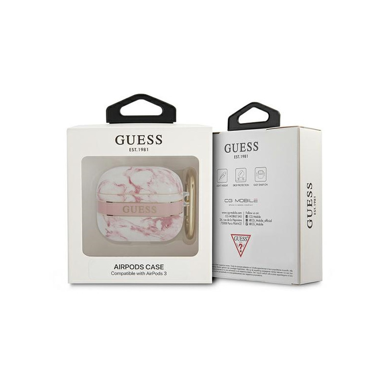 Etui Do AirPods 3 Guess Marble Strap Różowy