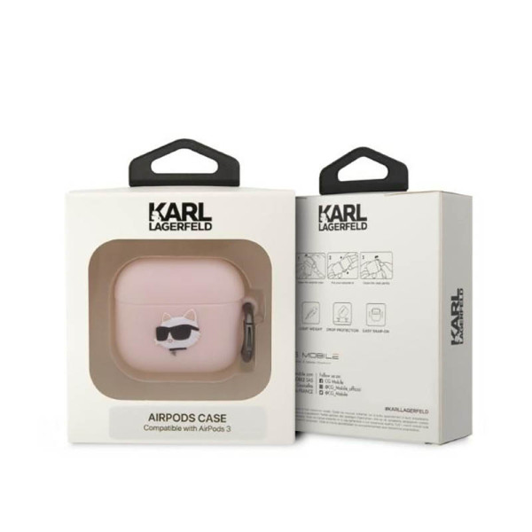 Etui Do AirPods 3 Karl Lagerfeld Silicone NFT Choupette Head 3D Różowy