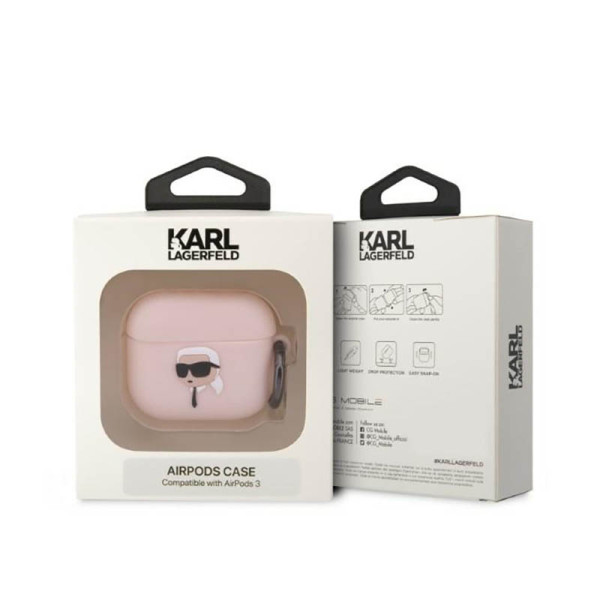 Etui Do AirPods 3 Karl Lagerfeld Silicone NFT Karl Head 3D Różowy