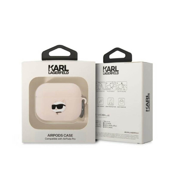 Etui Do AirPods Pro Karl Lagerfeld Silicone NFT Choupette Head 3D Różowy