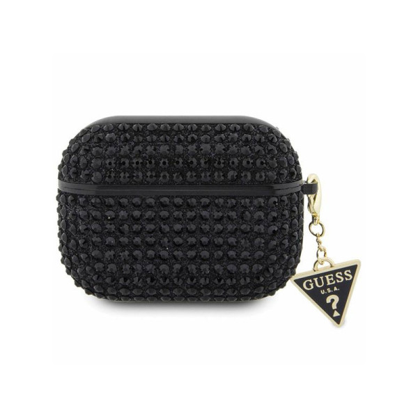 Etui Do AirPods Pro Guess Rhinestone Triangle Charm Czarny