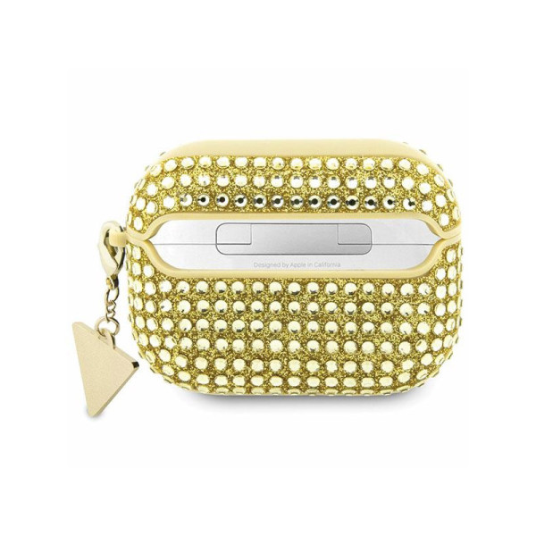 Etui Do AirPods Pro Guess Rhinestone Triangle Charm Złoty