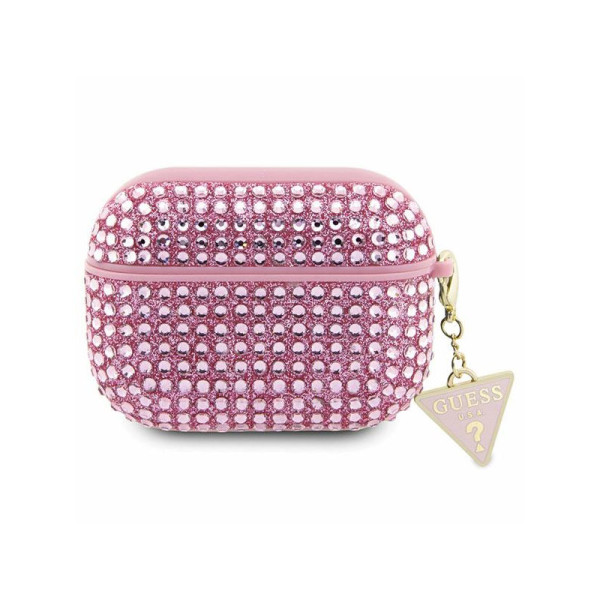Etui Do AirPods Pro Guess Rhinestone Triangle Charm Różowy