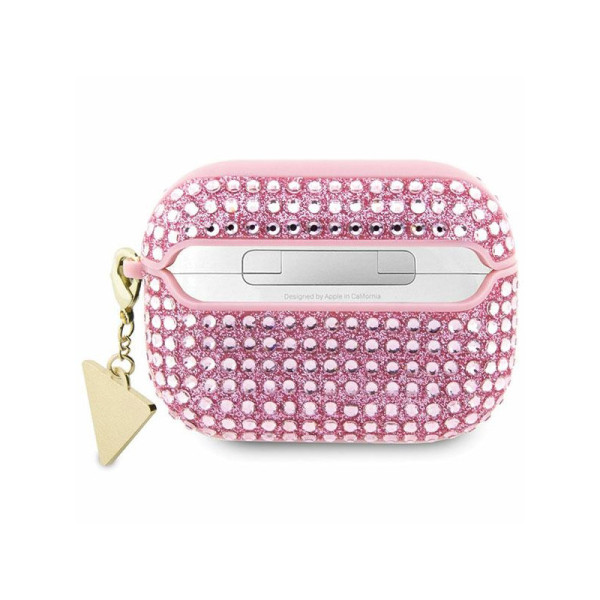 Etui Do AirPods Pro Guess Rhinestone Triangle Charm Różowy