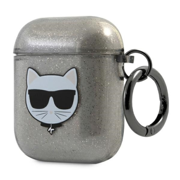 Etui Do AirPods Karl Lagerfeld Choupette Head Glitter Czarny