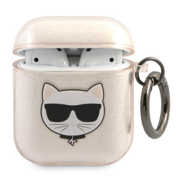 Etui Do AirPods Karl Lagerfeld Choupette Head Glitter Złoty