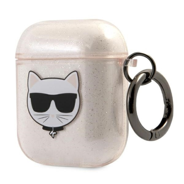 Etui Do AirPods Karl Lagerfeld Choupette Head Glitter Złoty