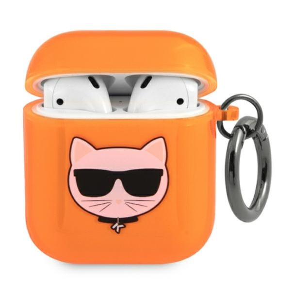 Etui Do AirPods Karl Lagerfeld Choupette Head Pomarańczowy