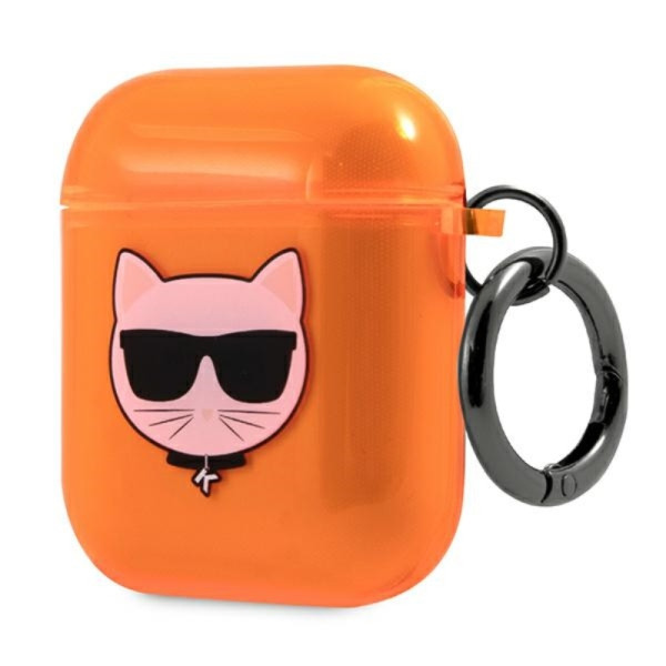 Etui Do AirPods Karl Lagerfeld Choupette Head Pomarańczowy