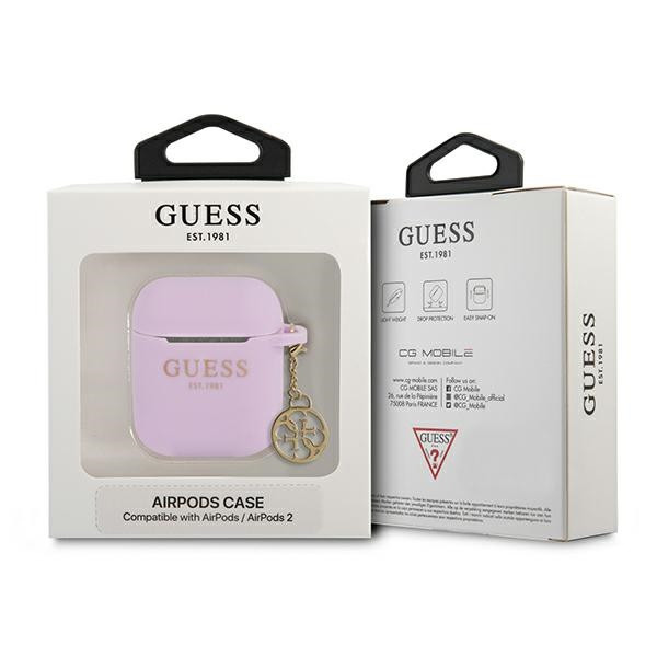 Etui Do AirPods Guess 4G Charms Silicone Case  Fioletowy