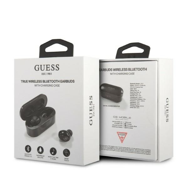 Słuchawki Tws + Etui Ładujące Guess True Wireless Earphones Bt5.0 5H Czarny