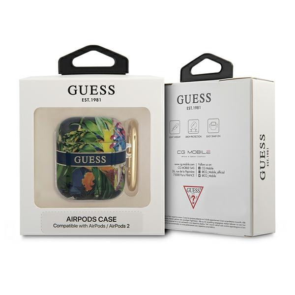 Etui Do AirPods 1 / 2 Gen Guess Flower Niebieski
