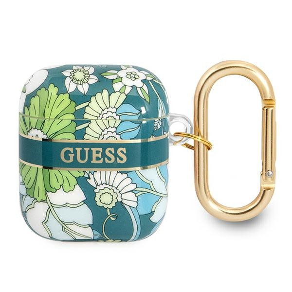 Etui Do AirPods 1 / 2 Gen Guess Flower Zielony