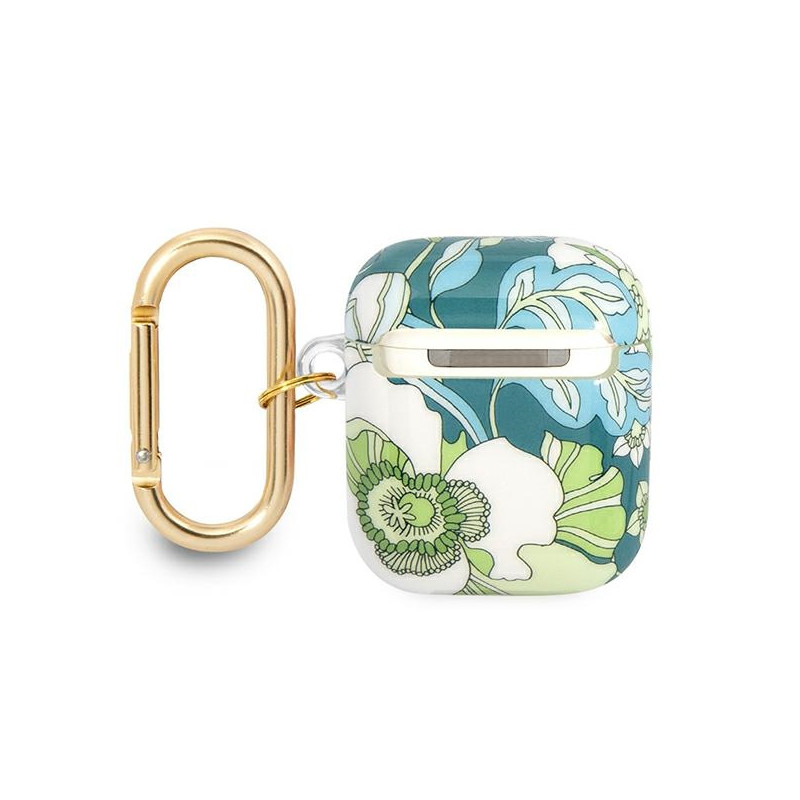 Etui Do AirPods 1 / 2 Gen Guess Flower Zielony