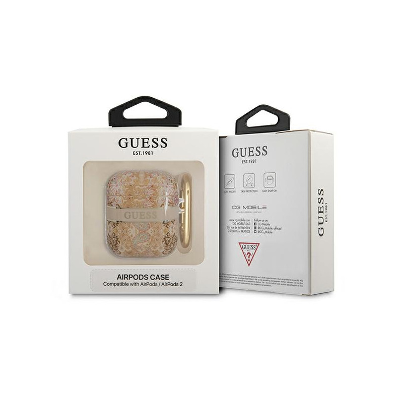Etui Do AirPods 1 / 2 Gen Guess Paisley Złoty