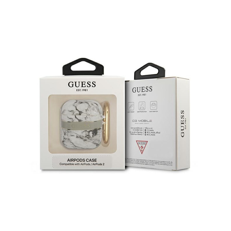 Etui Do AirPods 1 / 2 Gen Guess Marble Strap Szary