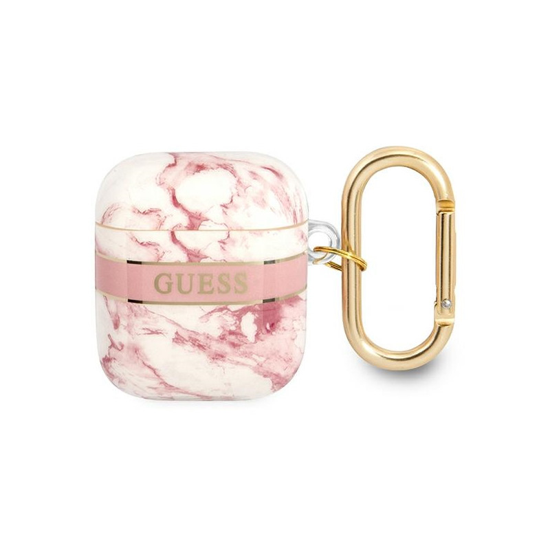 Etui Do AirPods 1 / 2 Gen Guess Marble Strap Różowy