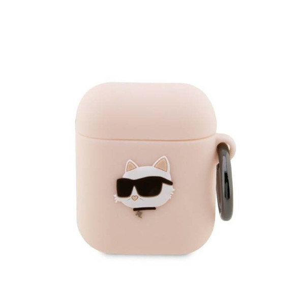 Etui Do AirPods 1 / 2 Gen Karl Lagerfeld Silicone NFT Choupette Head 3D Różowy