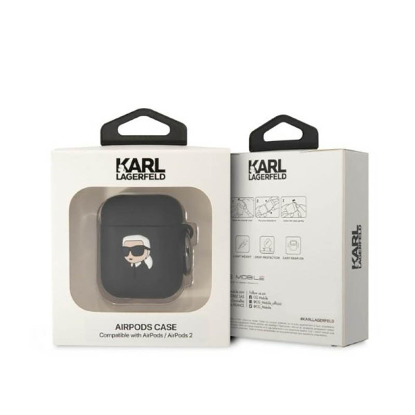 Etui Do AirPods 1 / 2 Gen Karl Lagerfeld Silicone NFT Karl Head 3D Czarny