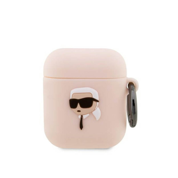 Etui Do AirPods 1 / 2 Gen Karl Lagerfeld Silicone NFT Karl Head 3D Różowy