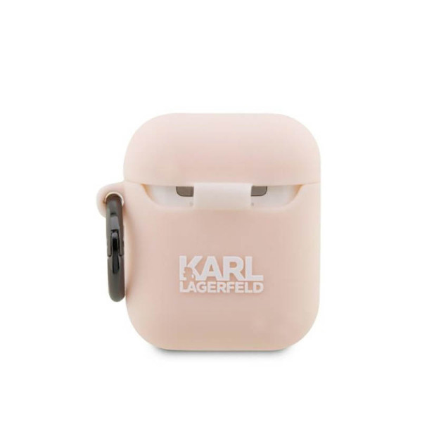 Etui Do AirPods 1 / 2 Gen Karl Lagerfeld Silicone NFT Karl Head 3D Różowy