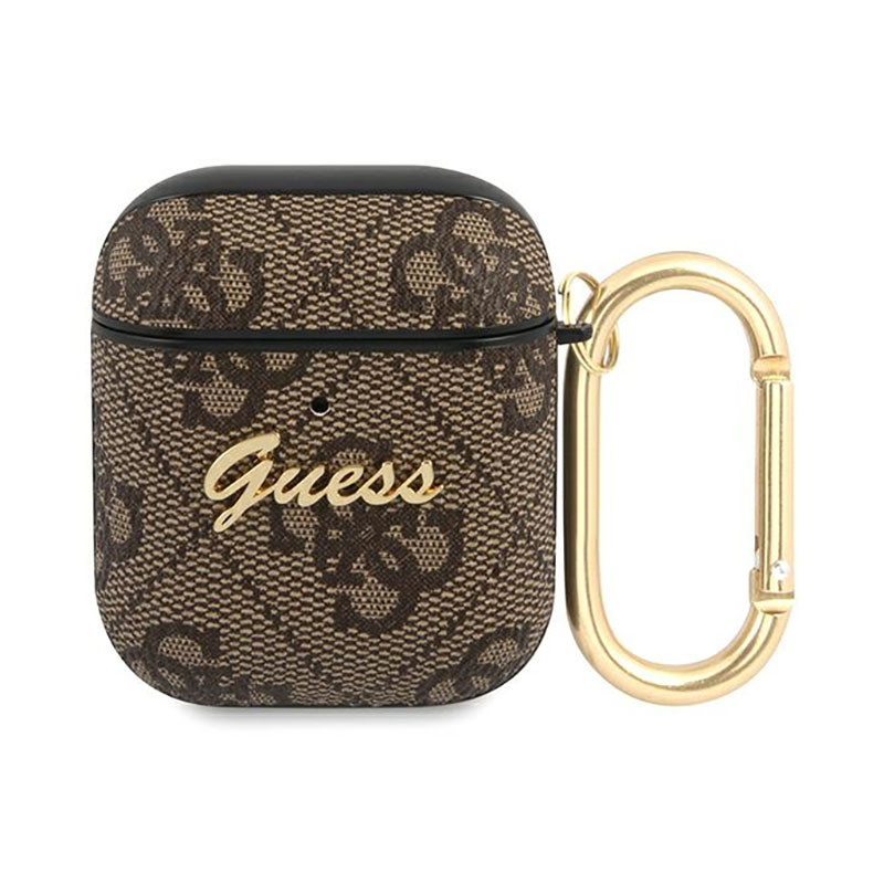 Etui Do AirPods 1 / 2 Gen Guess 4G Script Metal Collection Brązowy