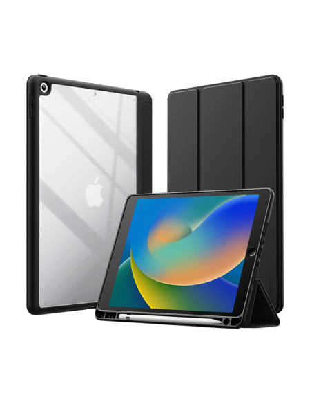 Etui Do iPad 10.2 " ( 2021 - 2019 ) Z Podstawką I Schowkiem Na Apple Pencil Crong Primefolio Czarny