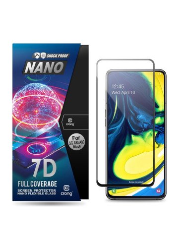 Szkło Hybrydowe 9H Na Cały Ekran Samsung Galaxy A80 / A90 Crong 7D Nano Flexible Glass
