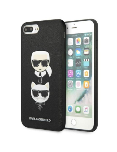 Etui Do iPhone 8 Plus / 7 Plus Karl Lagerfeld Saffiano Karl & Choupette Heads Czarny