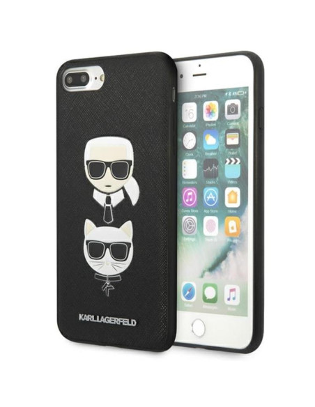 Etui Do iPhone 8 Plus / 7 Plus Karl Lagerfeld Saffiano Karl & Choupette Heads Czarny