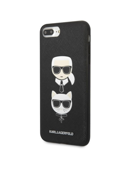 Etui Do iPhone 8 Plus / 7 Plus Karl Lagerfeld Saffiano Karl & Choupette Heads Czarny