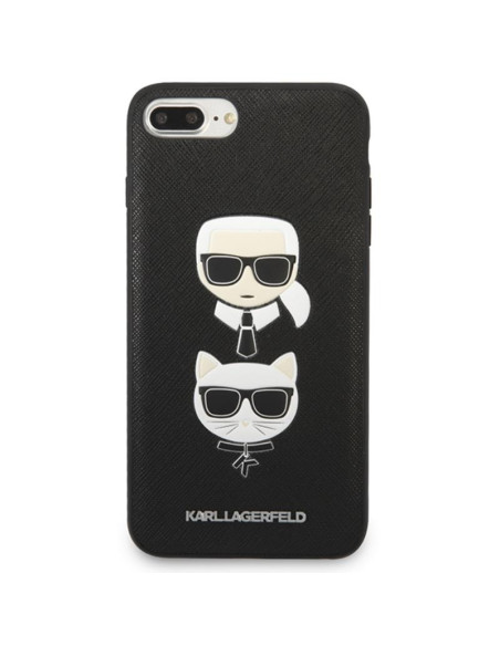 Etui Do iPhone 8 Plus / 7 Plus Karl Lagerfeld Saffiano Karl & Choupette Heads Czarny