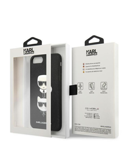 Etui Do iPhone 8 Plus / 7 Plus Karl Lagerfeld Saffiano Karl & Choupette Heads Czarny