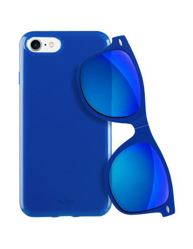Zestaw Etui Do iPhone SE ( 2022 / 2020 ) / 8 / 7 + Składane Okulary Przeciwsłoneczne Puro Sunny Kit Niebieski