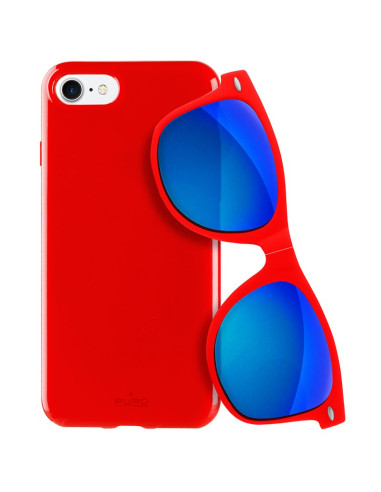 Zestaw Etui Do iPhone SE ( 2022 / 2020 ) / 8 / 7 + Składane Okulary Przeciwsłoneczne Puro Sunny Kit Czerwony