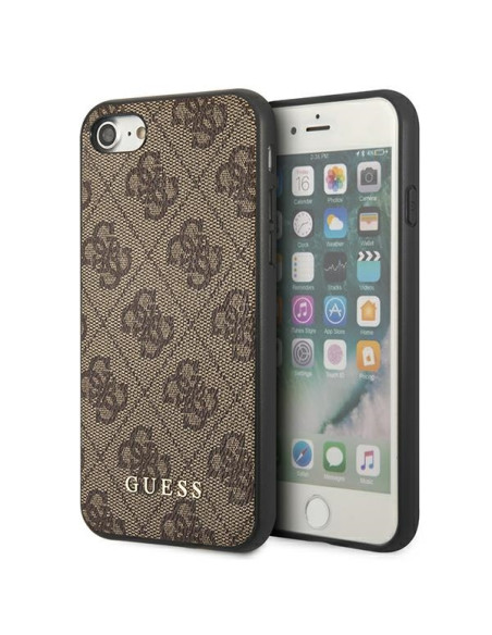 Etui Do iPhone SE 2022 / Se 2020 / 8 / 7 Guess 4G Metal Gold Logo Brązowy