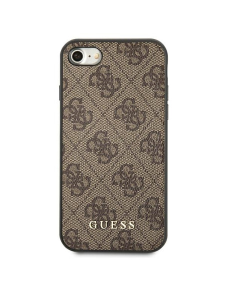 Etui Do iPhone SE 2022 / Se 2020 / 8 / 7 Guess 4G Metal Gold Logo Brązowy