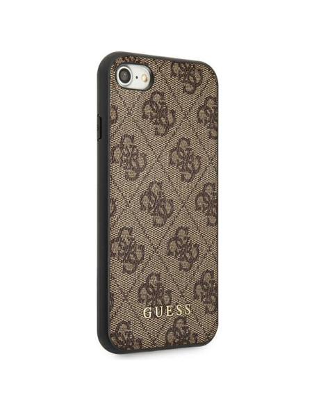 Etui Do iPhone SE 2022 / Se 2020 / 8 / 7 Guess 4G Metal Gold Logo Brązowy