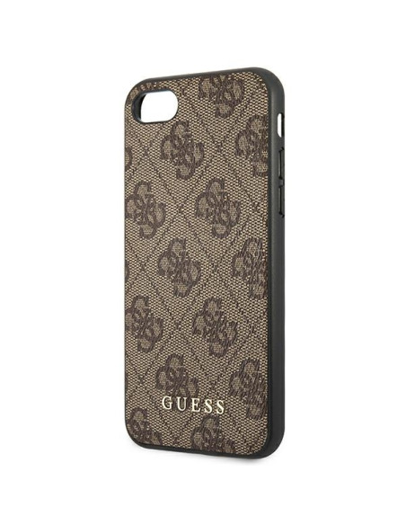 Etui Do iPhone SE 2022 / Se 2020 / 8 / 7 Guess 4G Metal Gold Logo Brązowy