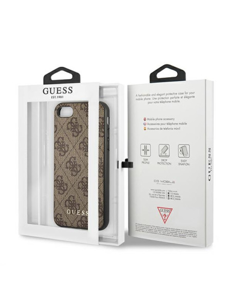 Etui Do iPhone SE 2022 / Se 2020 / 8 / 7 Guess 4G Metal Gold Logo Brązowy