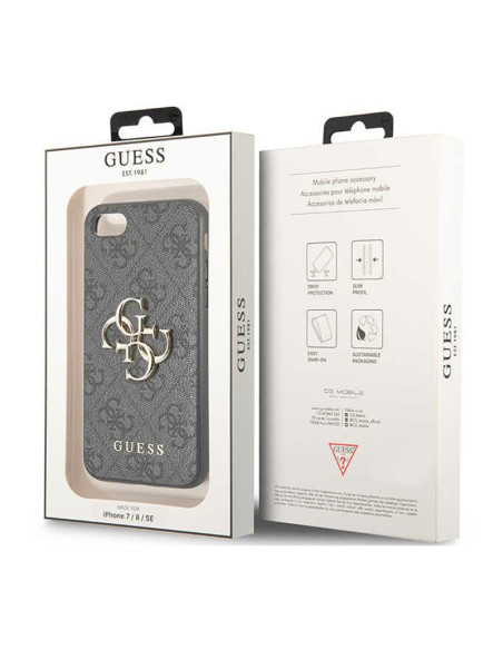 Etui Do iPhone SE ( 2022 / 2020 ) / 8 / 7 Guess 4G Big Metal Logo Szary